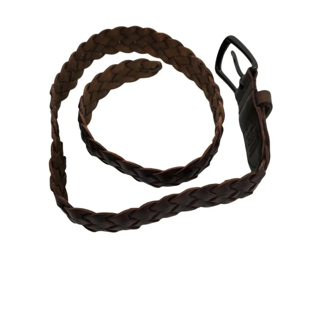 Vintage Boys Girls Belt Size XL/XXL Brown Genuine Leather Nickel-tone Buckle